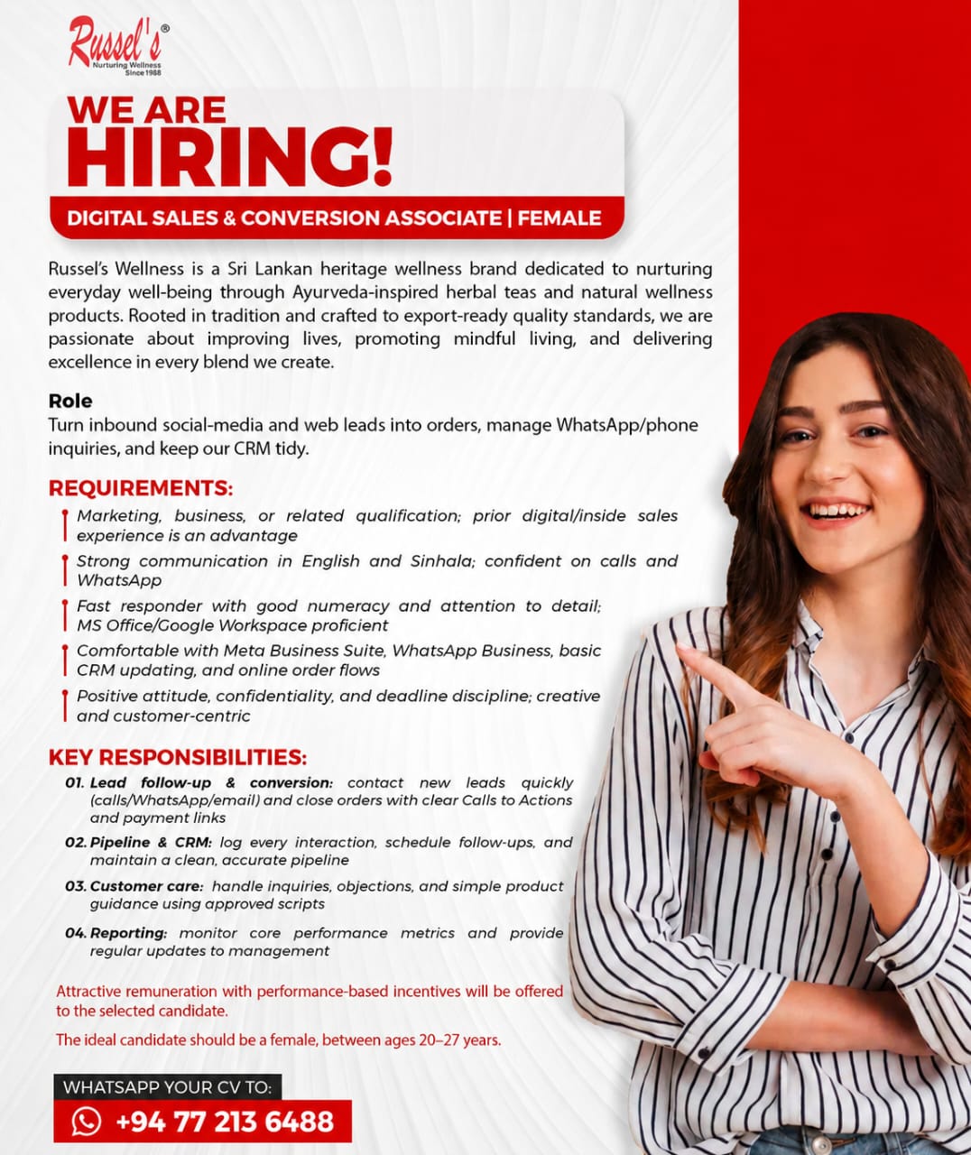 Russel's Wellness Facebook ad: Apply Now