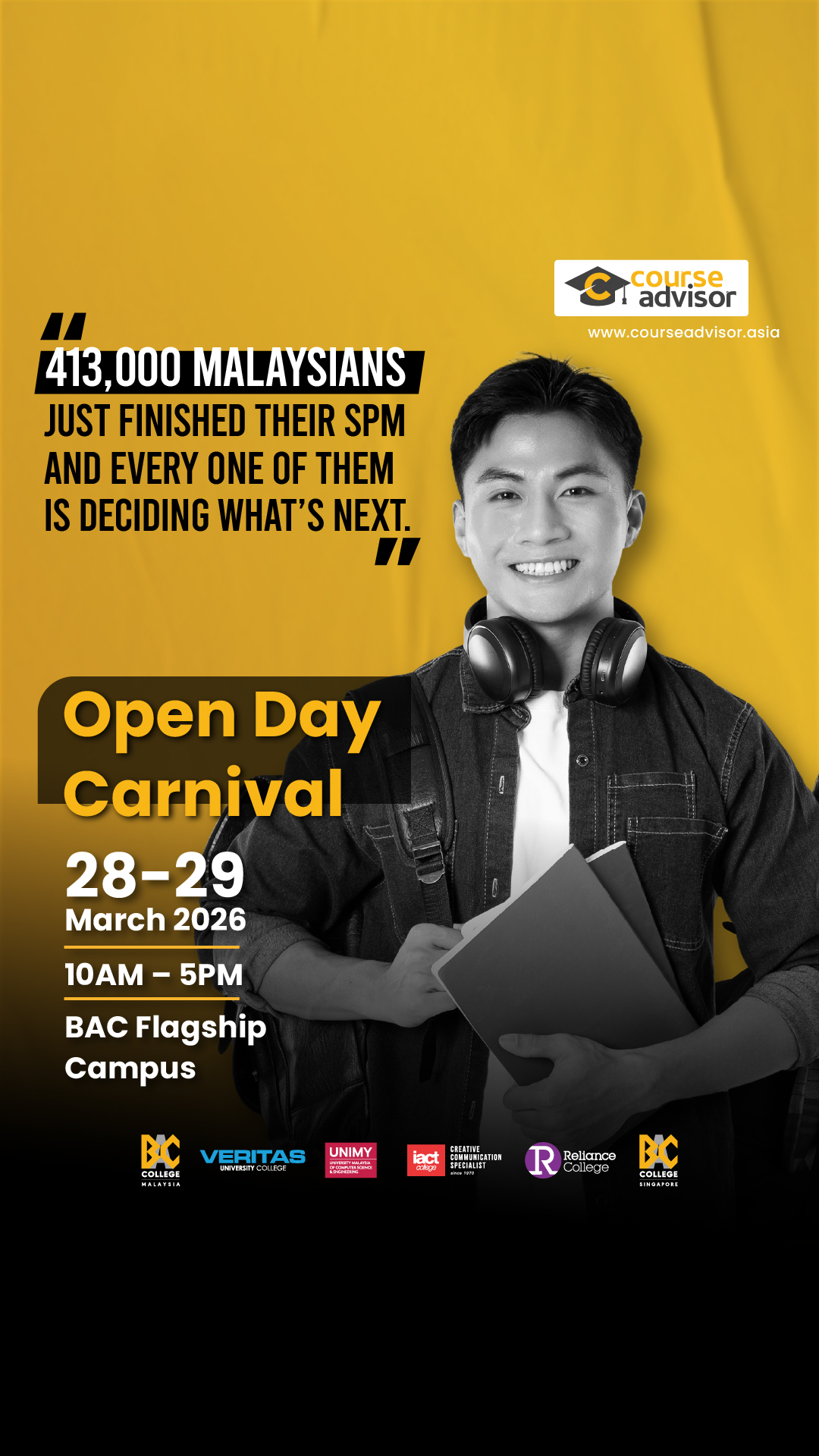 Brickfields Asia College (BAC) Facebook ad from Mar 18, 2026