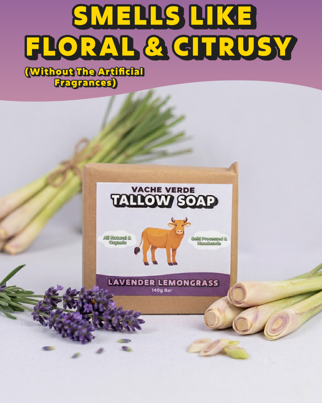 Vache Verde Facebook ad: Grass-Fed Tallow Soap | Lavender Lemongrass