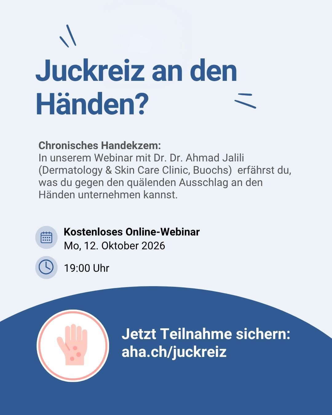 Allergiezentrum Schweiz Facebook ad: Juckreiz, Rötungen und rissige Haut an den Händen?