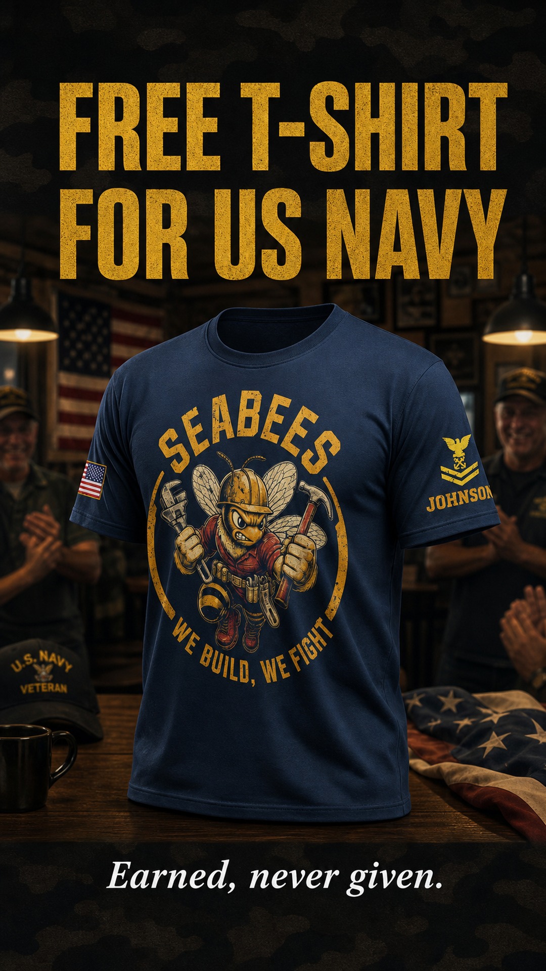 Boot Camp Memories Facebook ad: FREE Seabee Tee