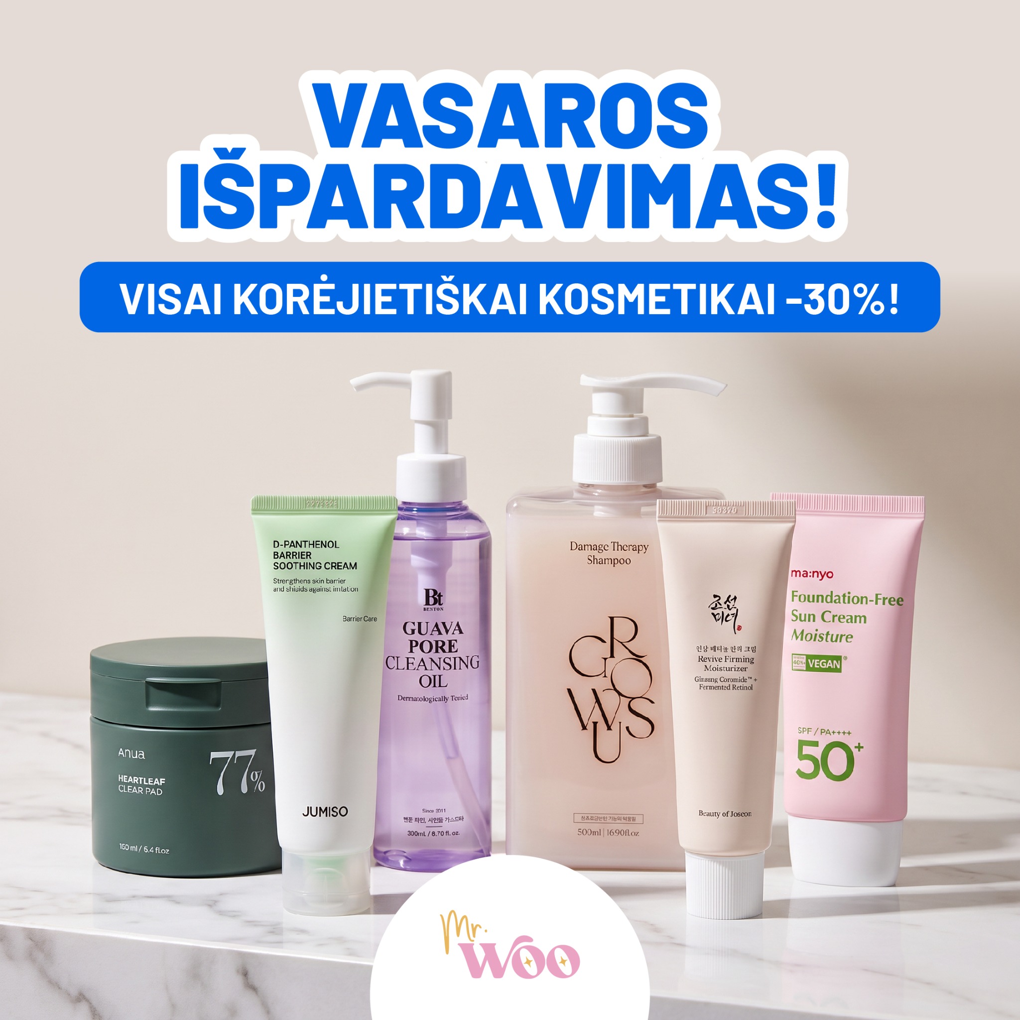 Korėjietiška kosmetika Mr. Woo Facebook ad