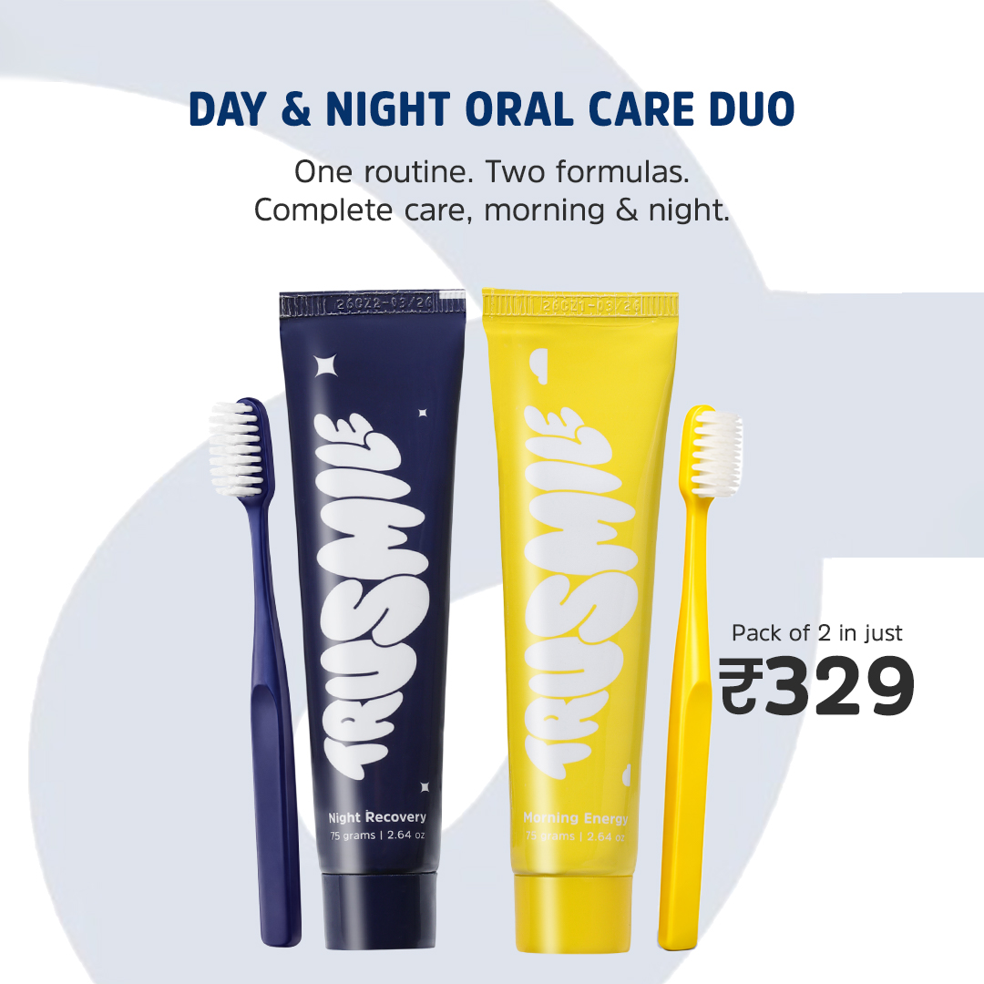TruSmile Labs Facebook ad: Brushing twice a day with the same paste…