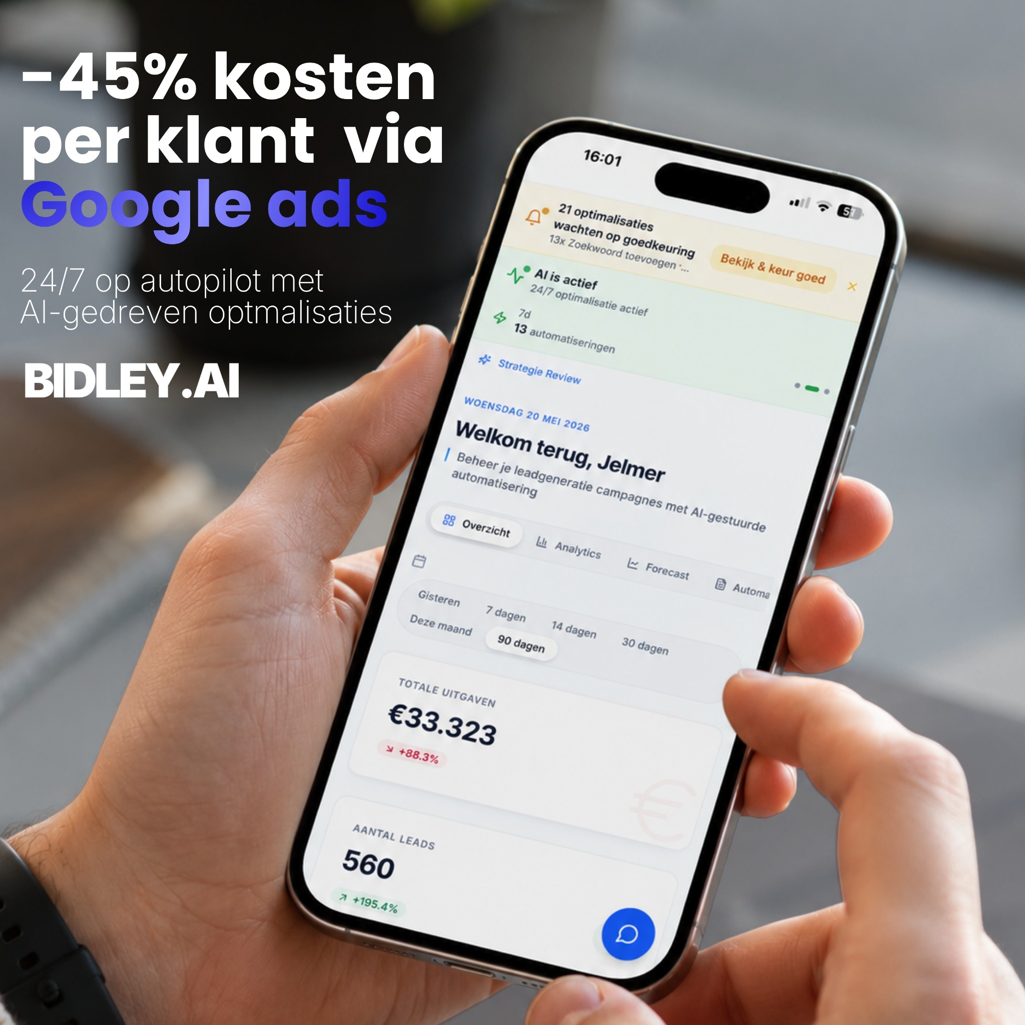 Bidley.ai - 24/7 AI Google Ads optimalisatie Facebook ad