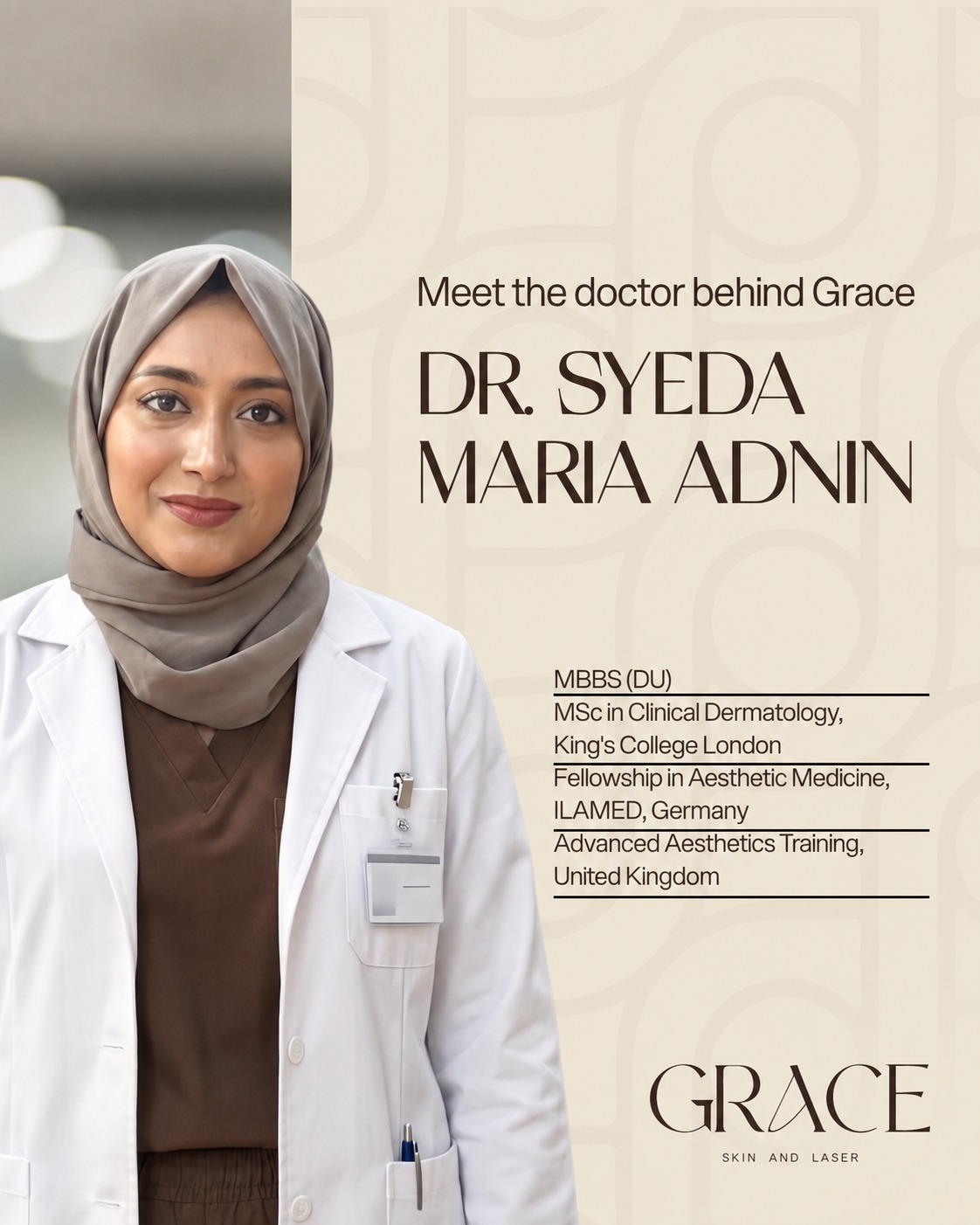 Grace Skin and Laser Facebook ad: Meet the doctor behind Grace.