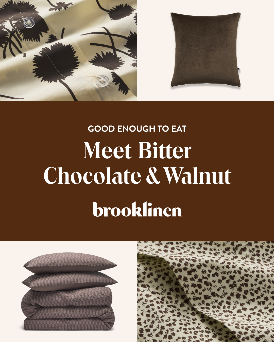 Brooklinen Facebook ad: The Brown Bedding Everyone is Talking About