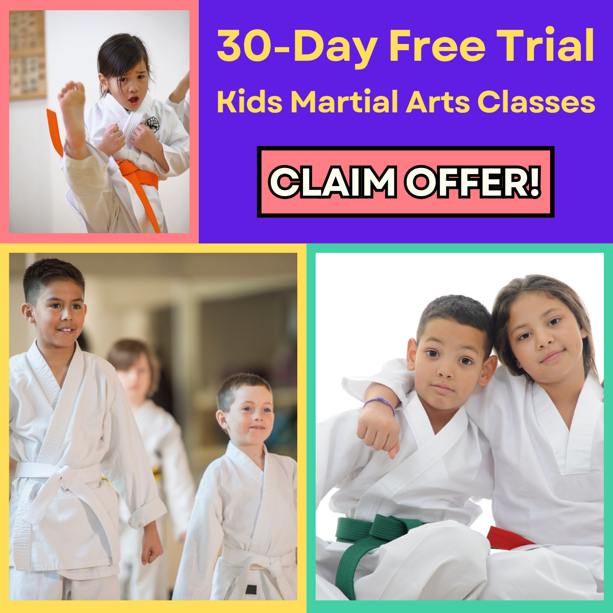 Dynamic Martial Arts Facebook ad: Kids Martial Arts - 30-DAY FREE TRIAL!