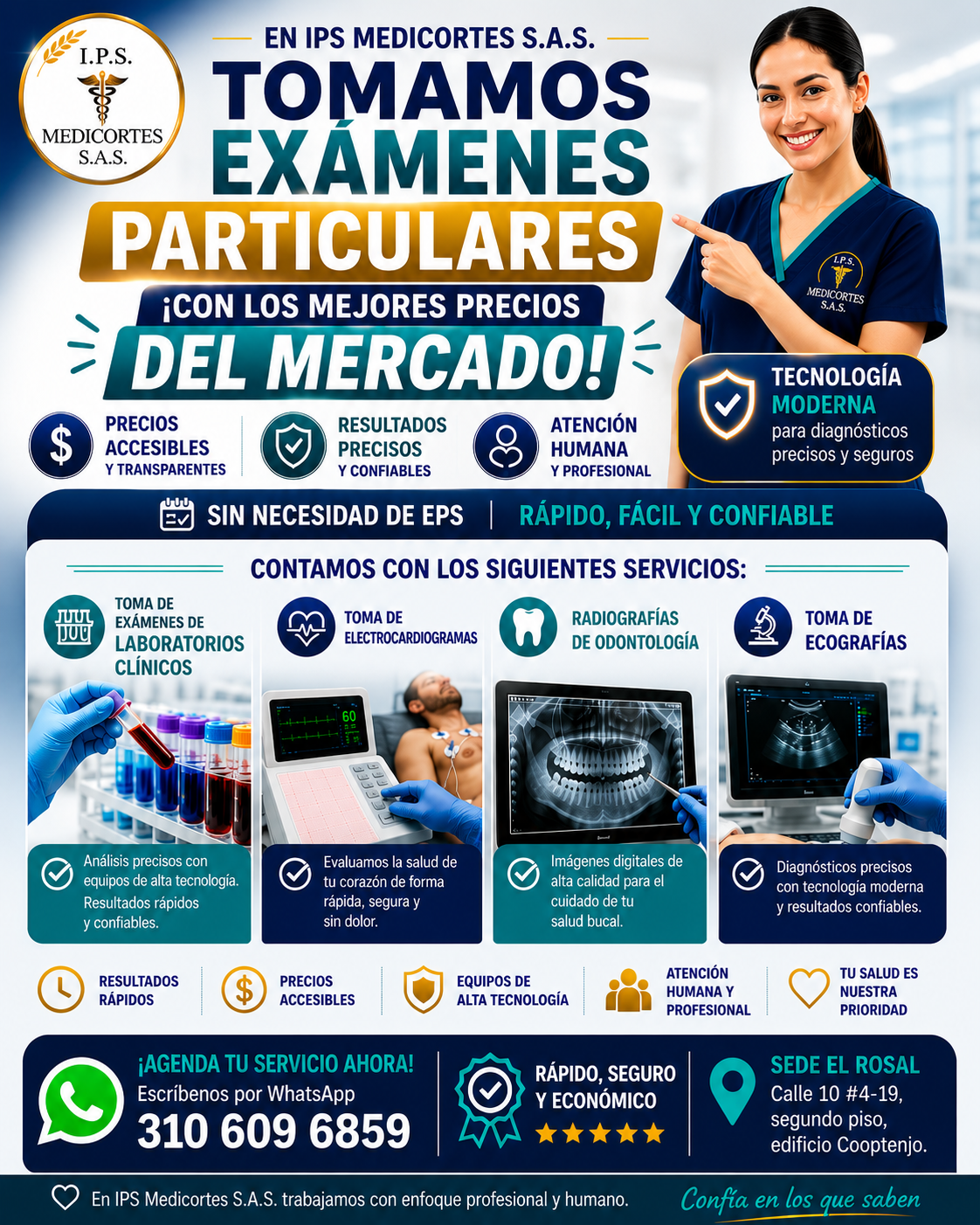 IPS Medicortes SAS Facebook ad: Exámenes médicos en El Rosal