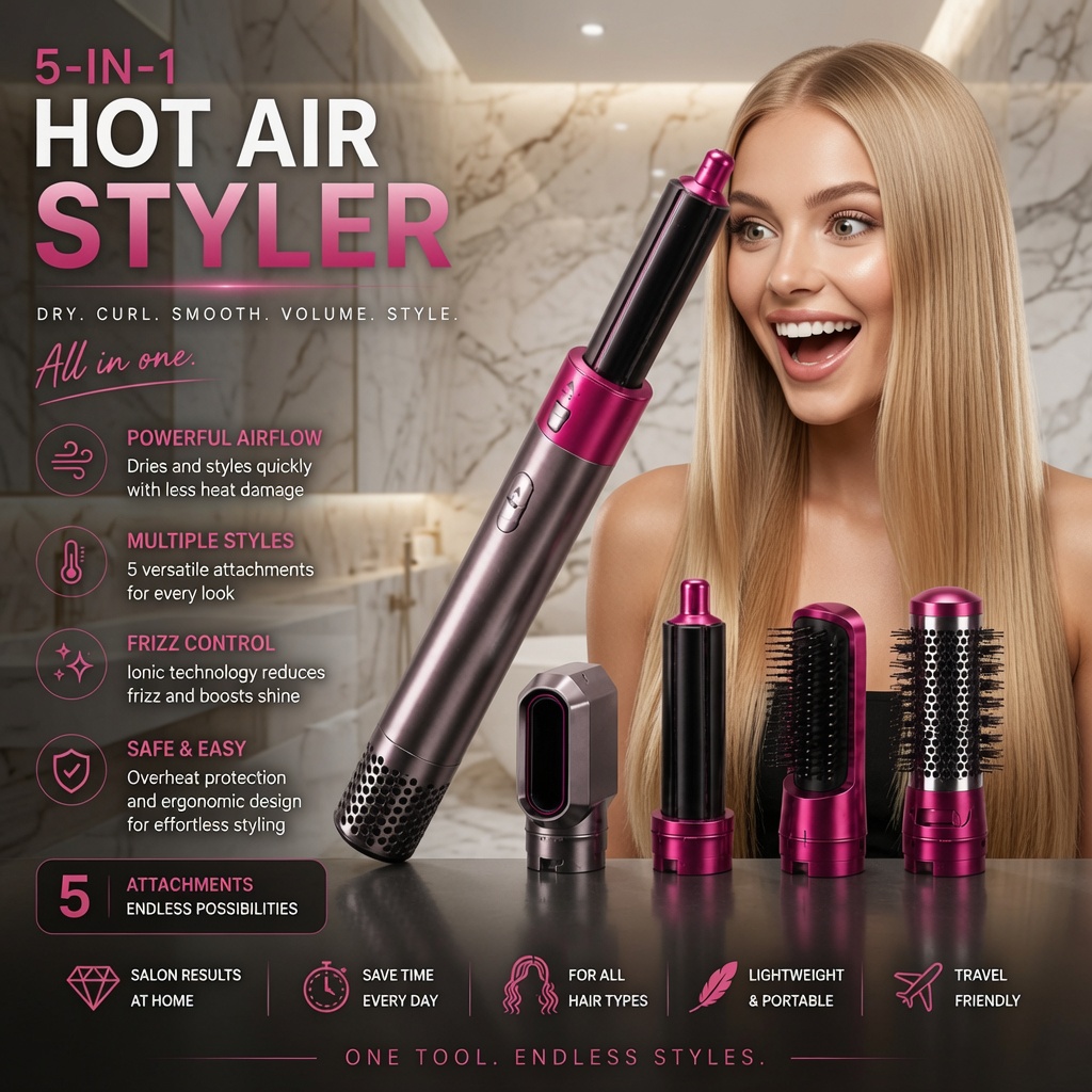 TressLux Facebook ad: Premium 5-in-1 Styling Tool