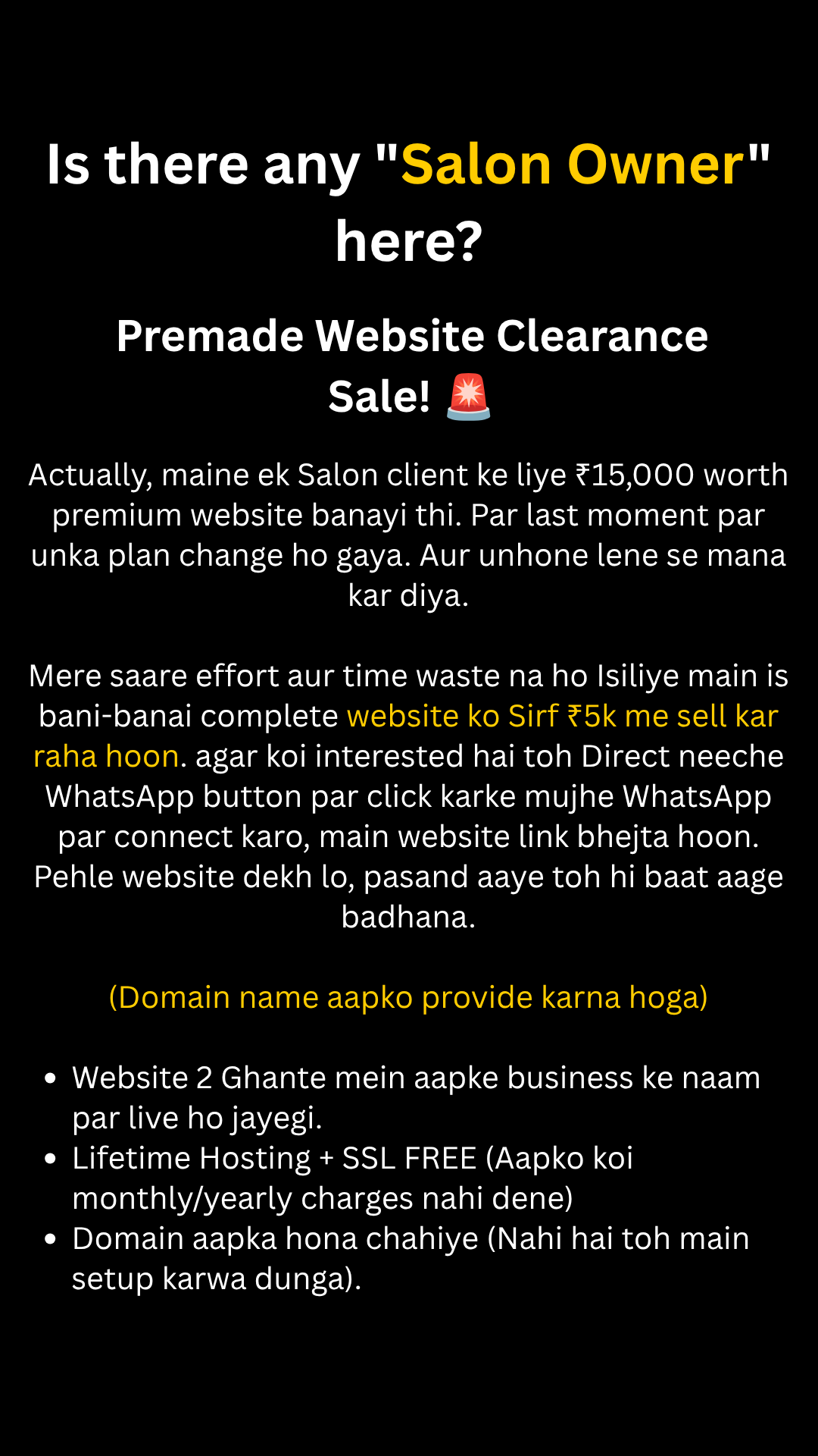 Flaanko Facebook ad: ₹15,000 Premium Website at just ₹5K Today