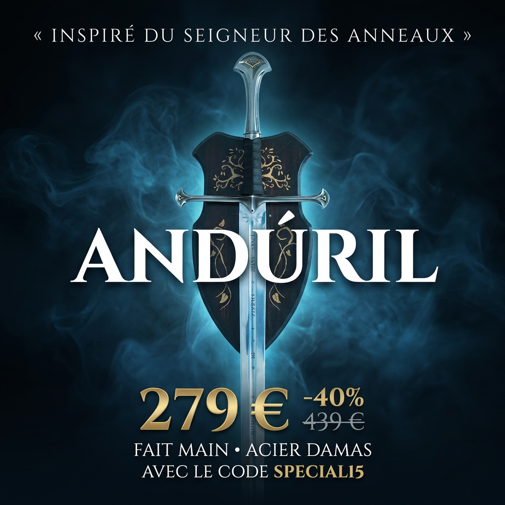 Forge des Guerriers Facebook ad: Andúril en Acier Damas, Pièce de Collection