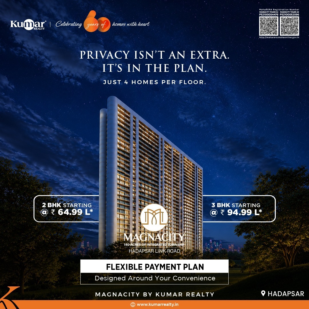 Kumar Realty Facebook ad: 2 & 3 BHK homes starting @ ₹64.99L* in Pune-Hadapsar by…