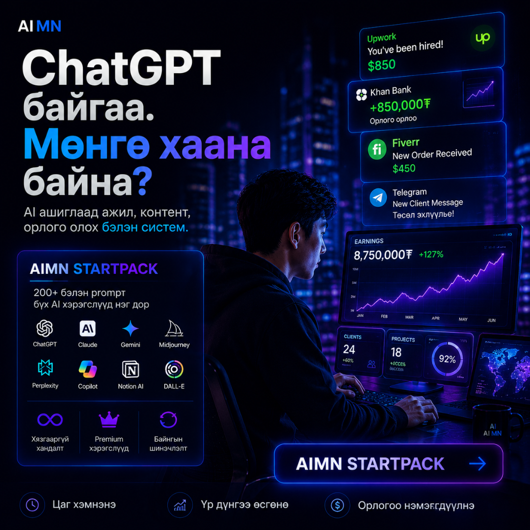 Artificial Intelligence Mongolia Facebook ad: Дэлгэрэнгүй үзэх