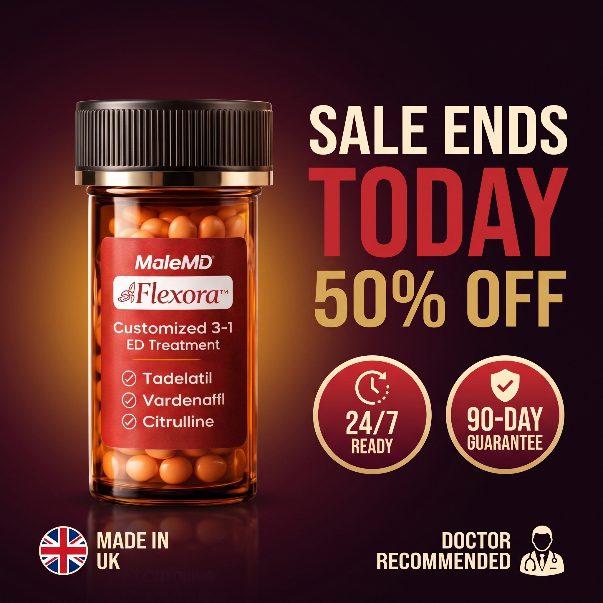 The Health Gazette UK Facebook ad: Stay Hard 24/7, No Blue Pill