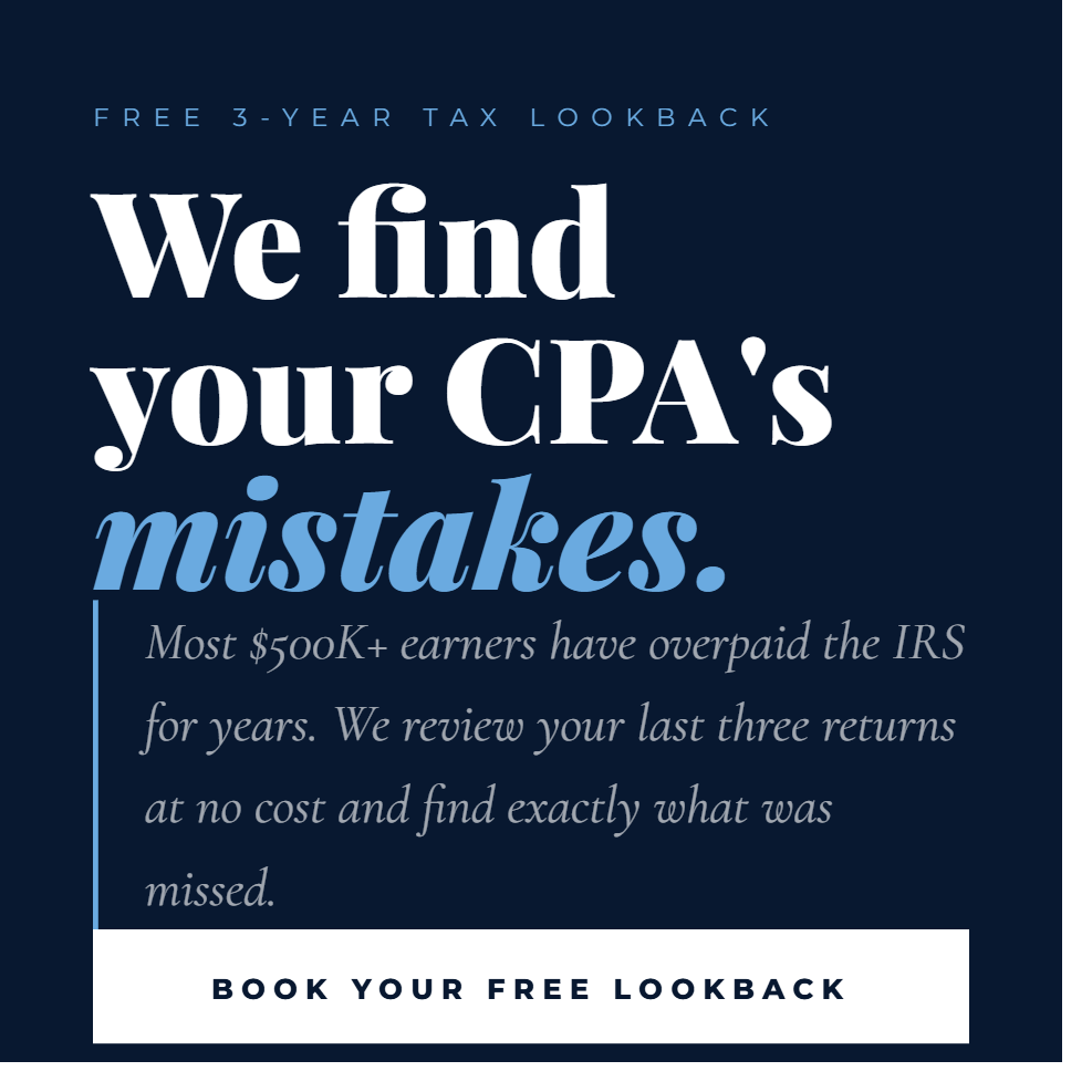 AE Tax Advisors Facebook ad: For Business Owners Making Over $500k Per Year