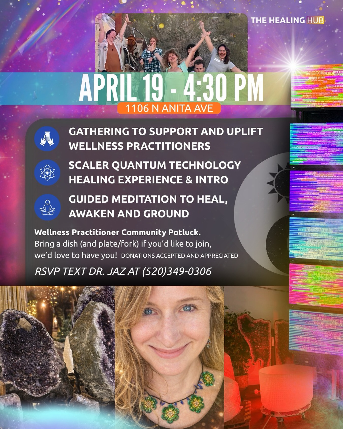 The Healing Hub Facebook ad: Wellness Practitioners Gathering & Quantum Healing…