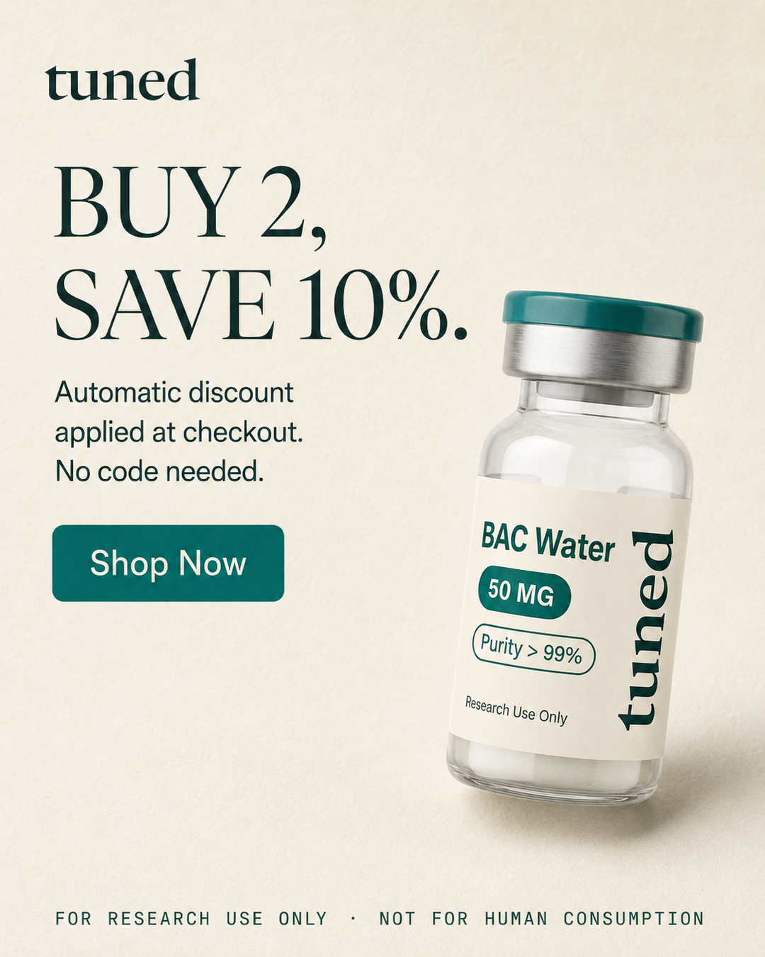 Tuned Research Facebook ad: Every Compound. One Standard.
