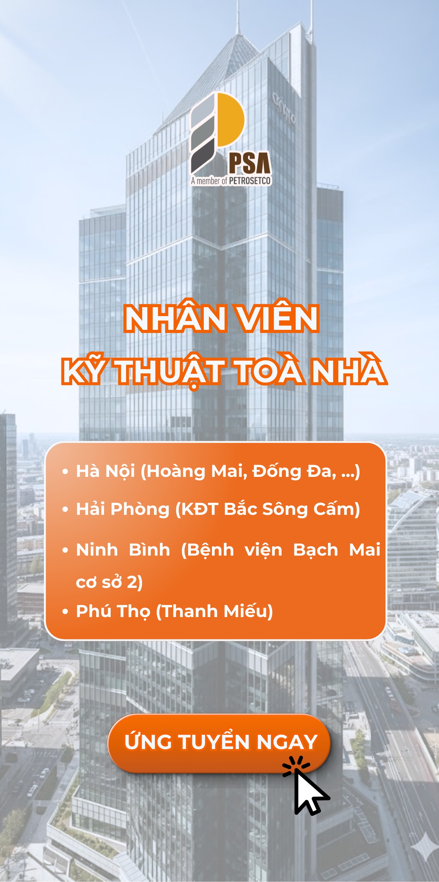 Tuyển dụng PSA Facebook ad: PSA tuyển dụng kỹ thuật tòa nhà