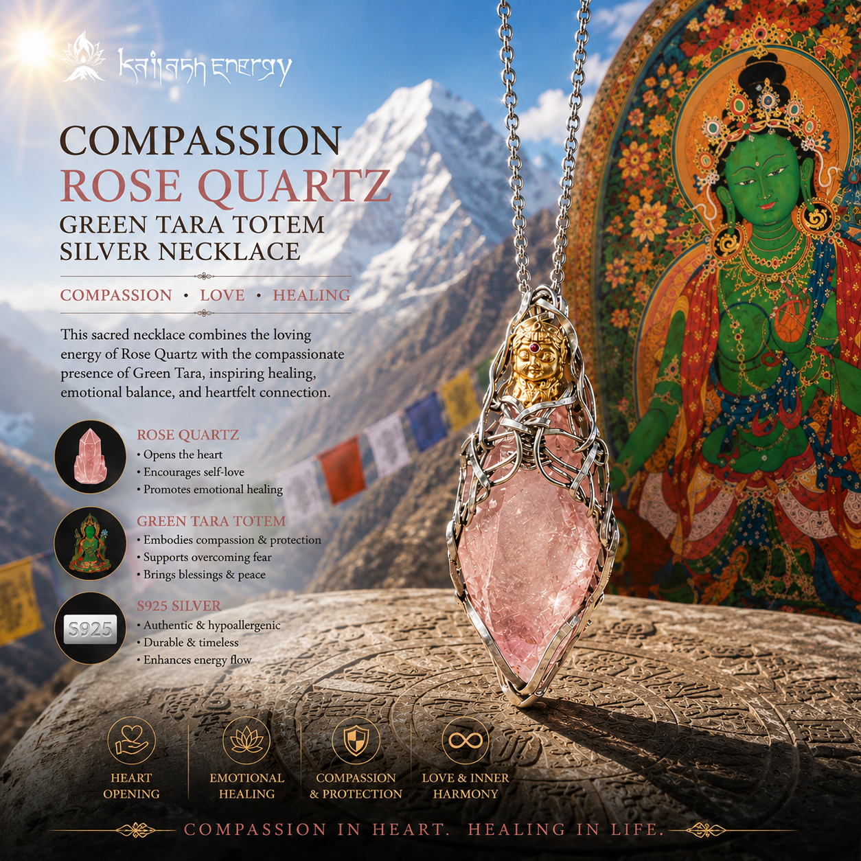 Kailash Energy Facebook ad: Rose Quartz for the Heart
