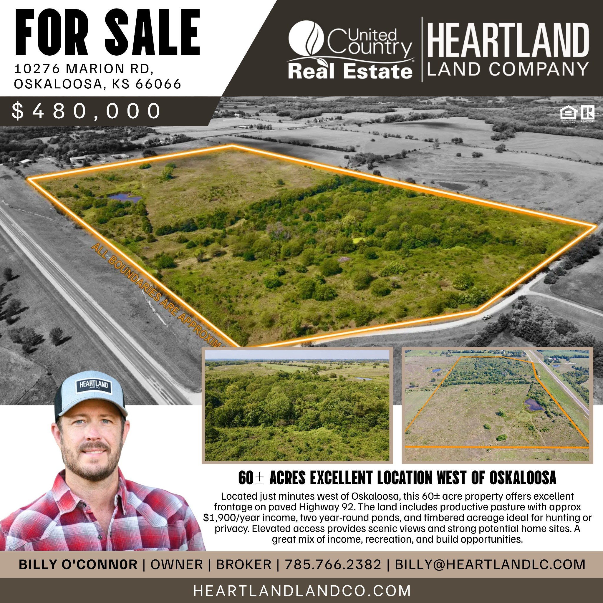 Billy O'Connor Owner/Broker of Heartland Land Company Facebook ad