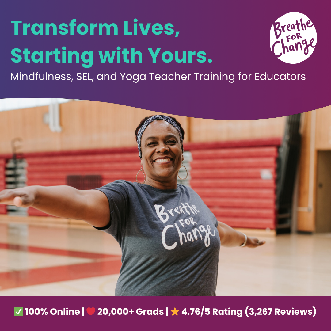 Breathe For Change Facebook ad: Mindfulness, SEL, & Yoga PD for Educators