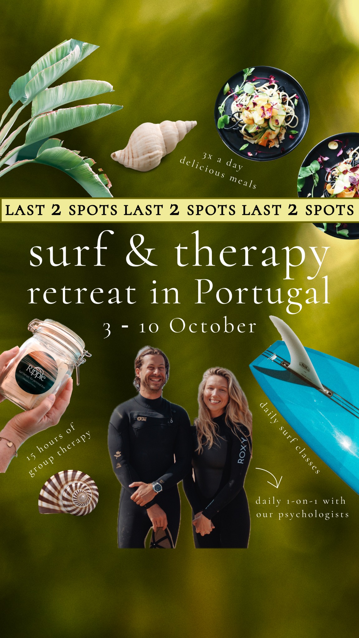 Ripple Surf Therapy Facebook ad: More than a surf camp: A 7-Day mental reset in Portugal