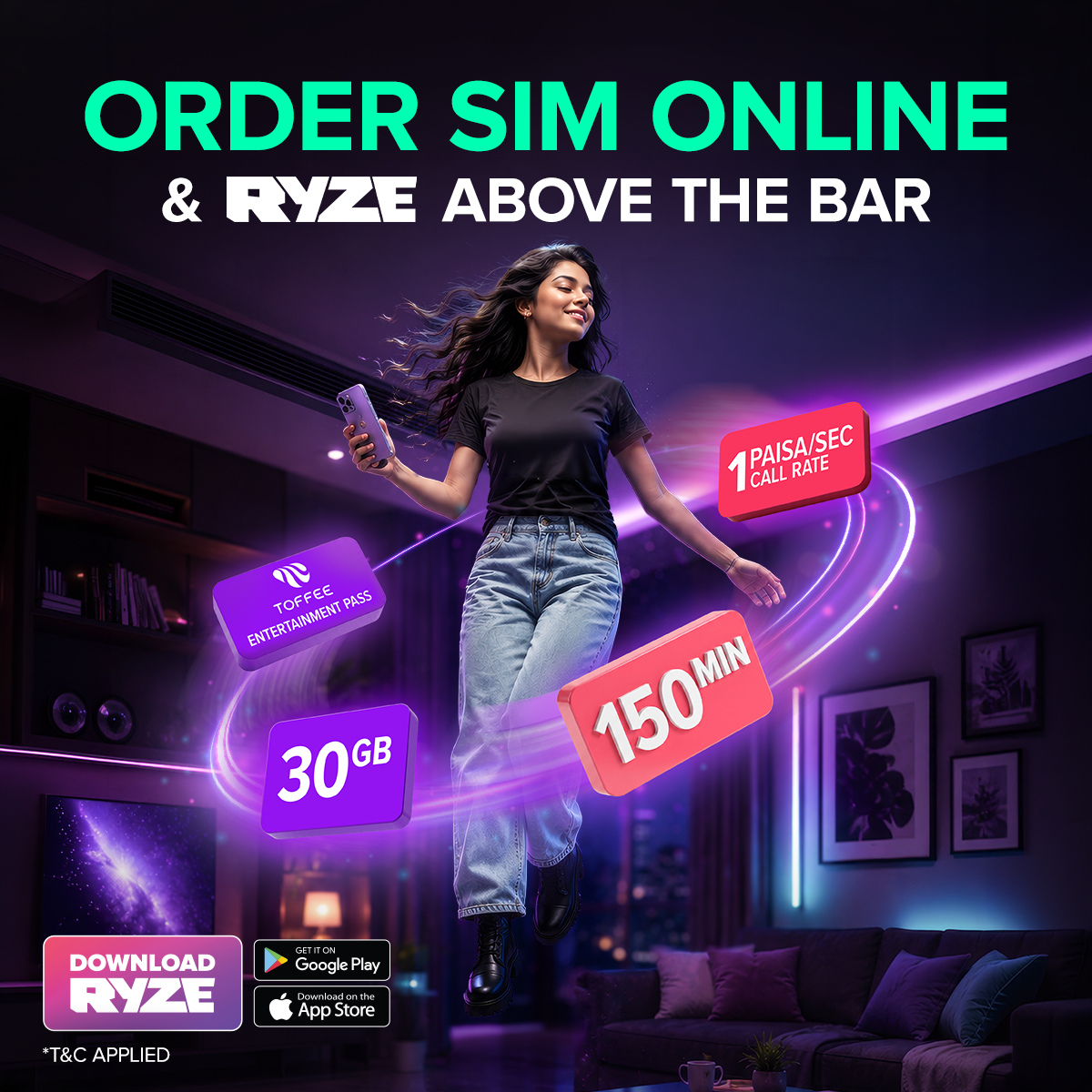 RYZE Live Facebook ad: RYZE SIM is at Your Doorsteps