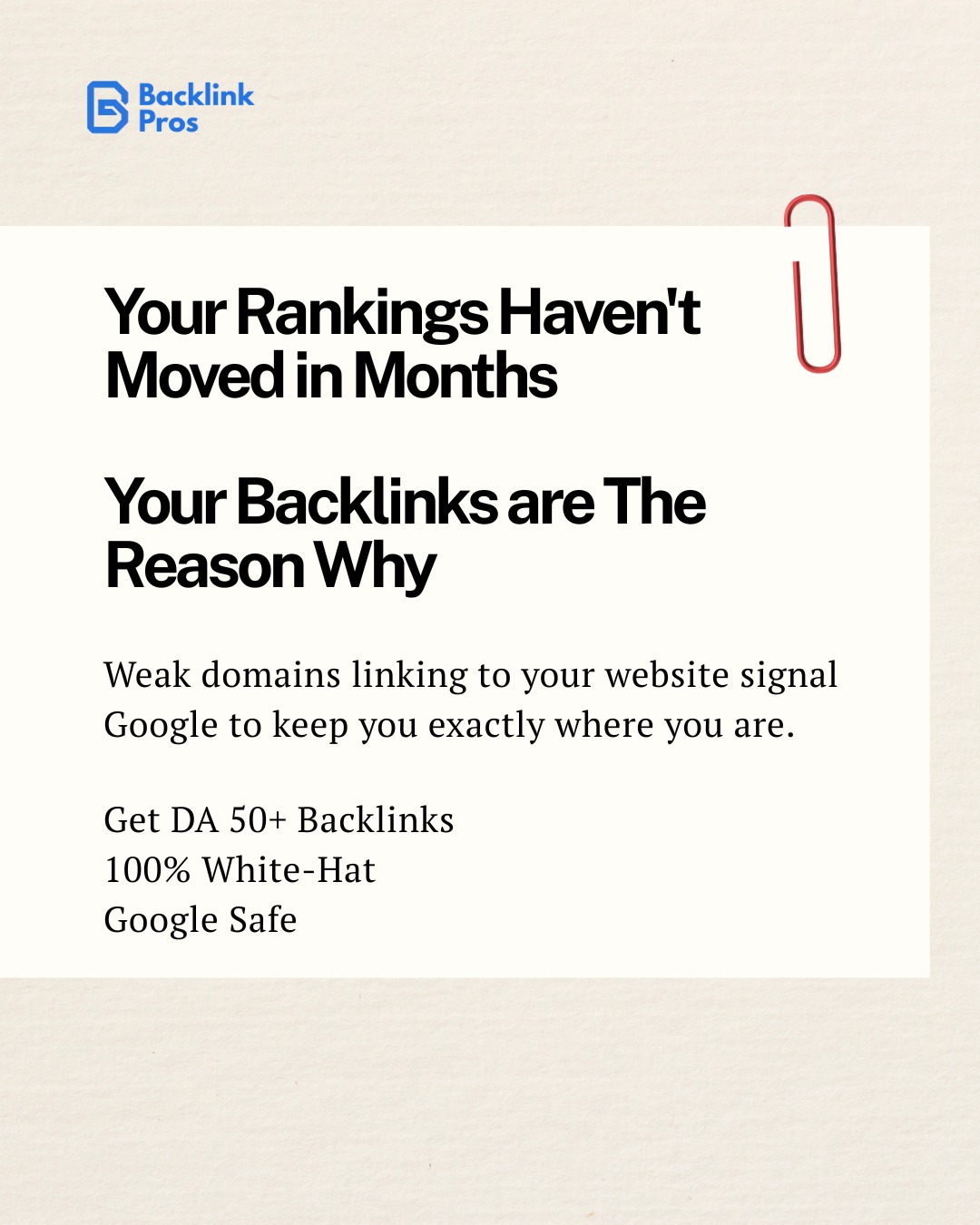 Backlink Pros Facebook ad: Premium SEO Backlink Services - High DA/DR Link Building |…