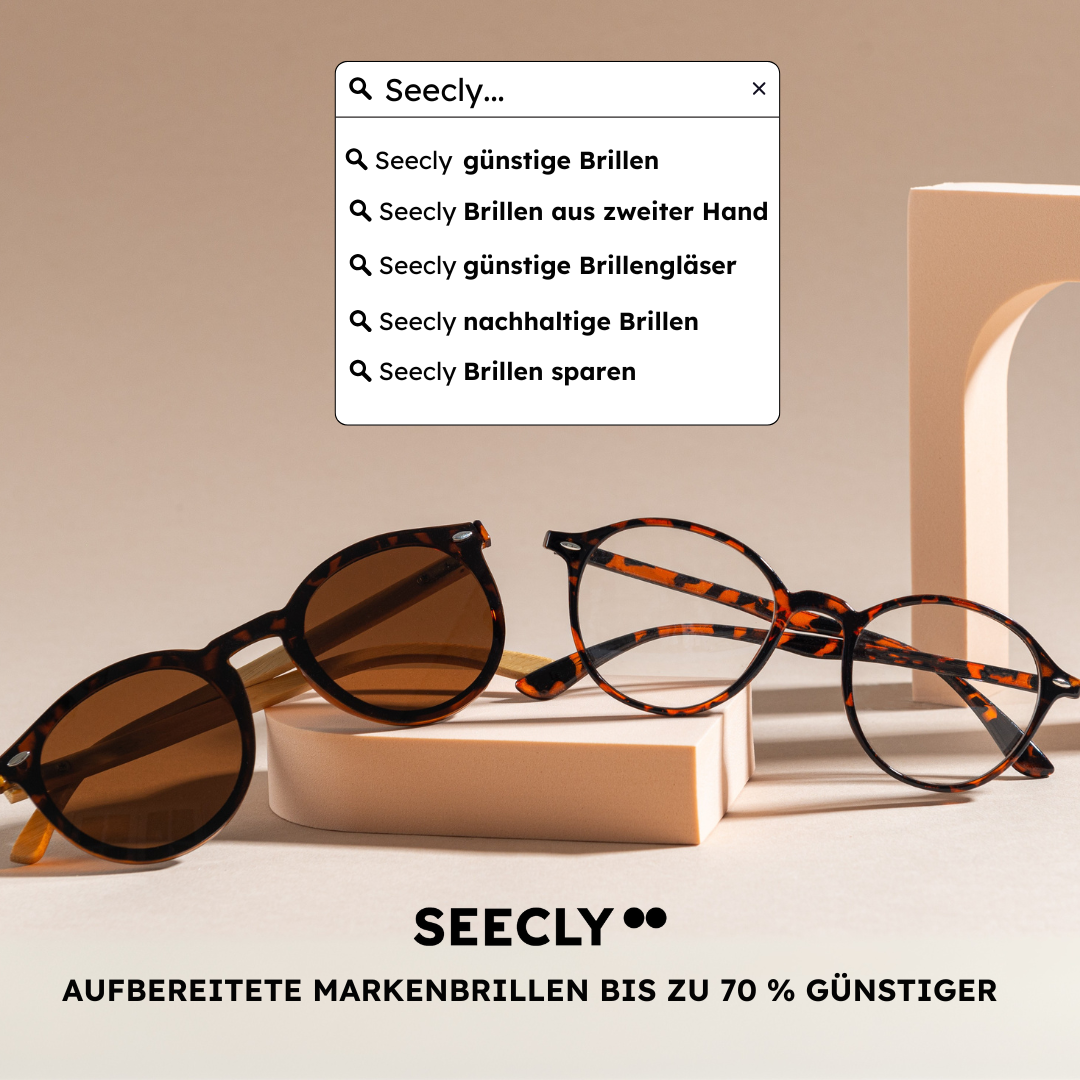 Seecly Facebook ad: Secondhand Markenbrillen zum fairen Preis