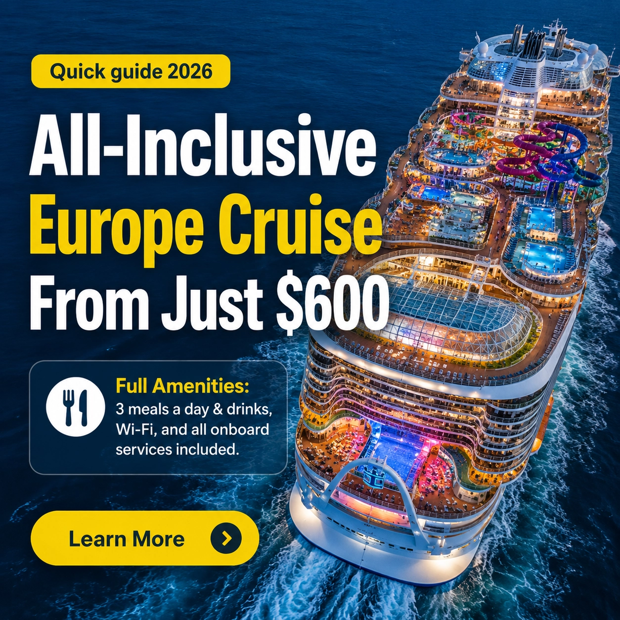 Jessica Miller Facebook ad: All-Inclusive European Cruising Made Easy