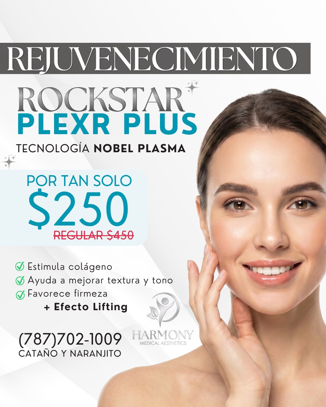 Harmony Medicine and Esthetics Facebook ad: Tecnología de rejuvenecimiento facial de nivel avanzado…