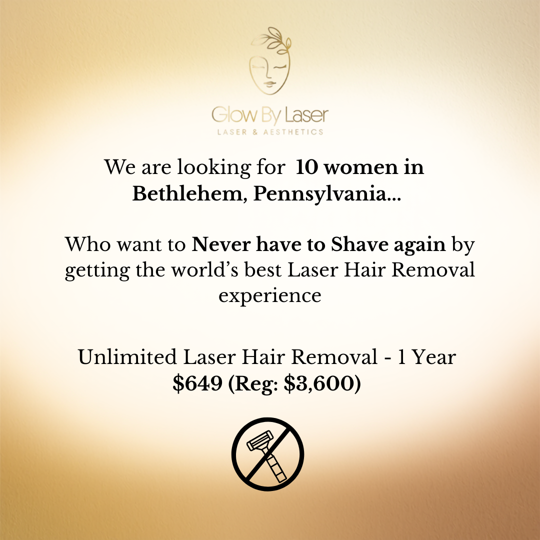 Glow By Laser Facebook ad: 1 Year Unlimited Laser Hair Removal NOW $649!