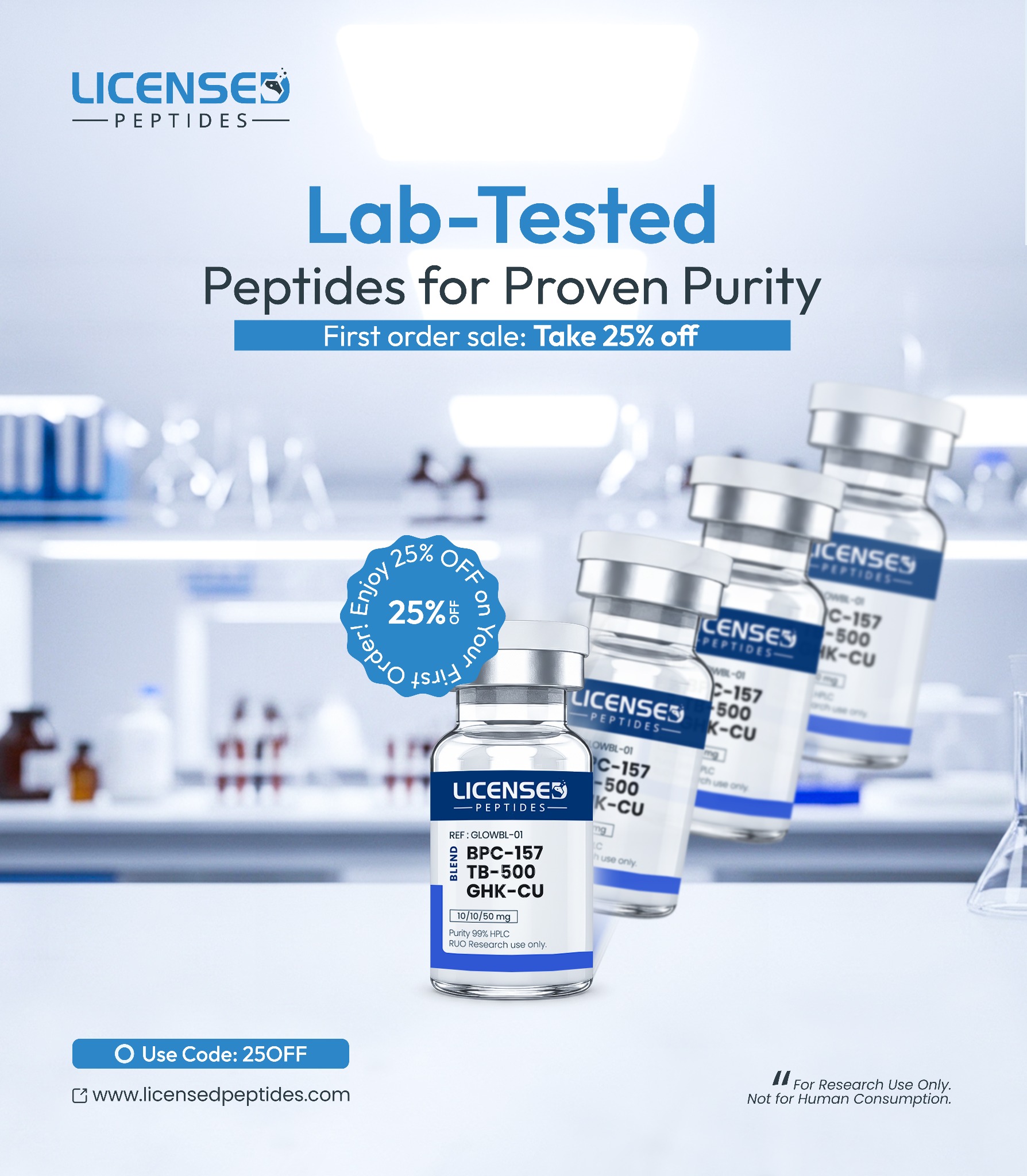 LicensedPeptides.com Facebook ad
