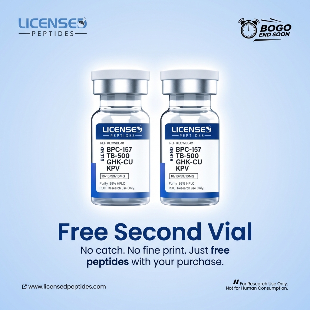 LicensedPeptides.com Facebook ad: Buy One Get One Free Sale Ends Soon
