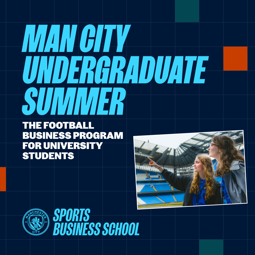 Man City Sports Business School Facebook ad: Transform your future with Man City’s summer study…