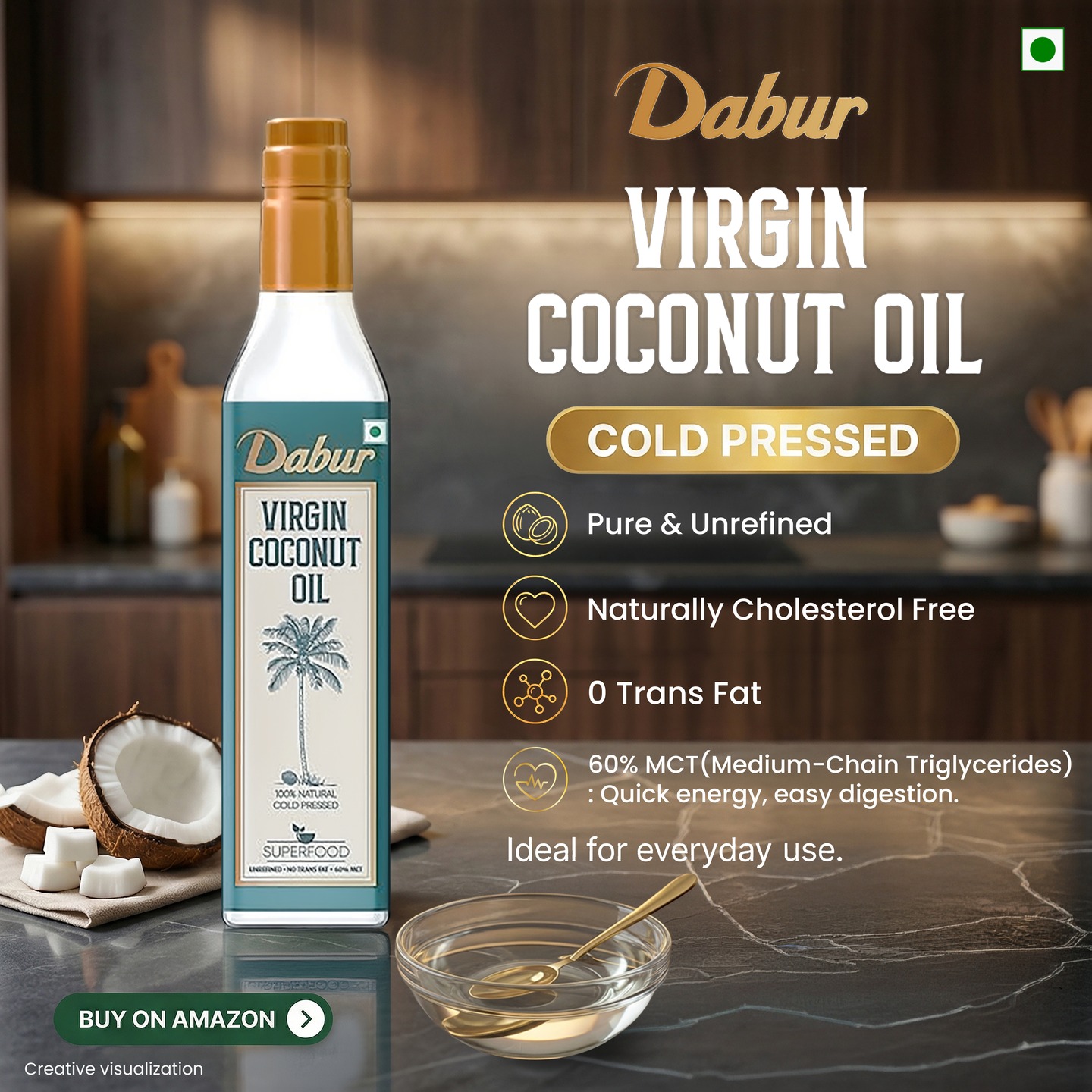 Dabur Hommade Facebook ad: Dabur 100% Natural, Cold Pressed Virgin Coconut Oil |…
