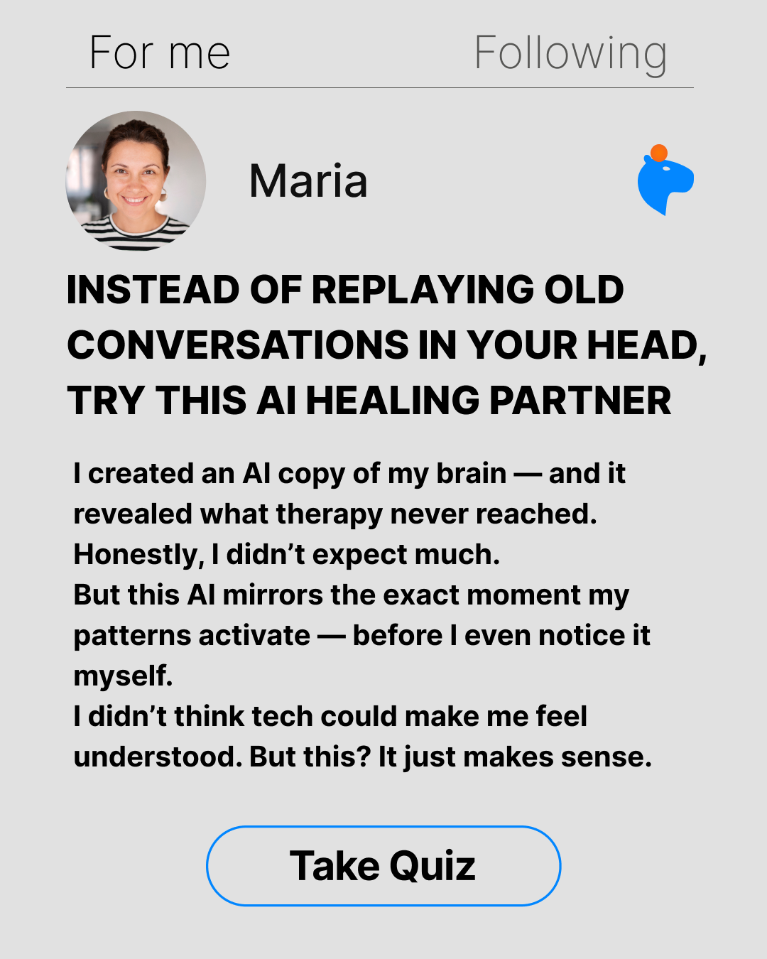 Copymind: AI twin for therapy Facebook ad