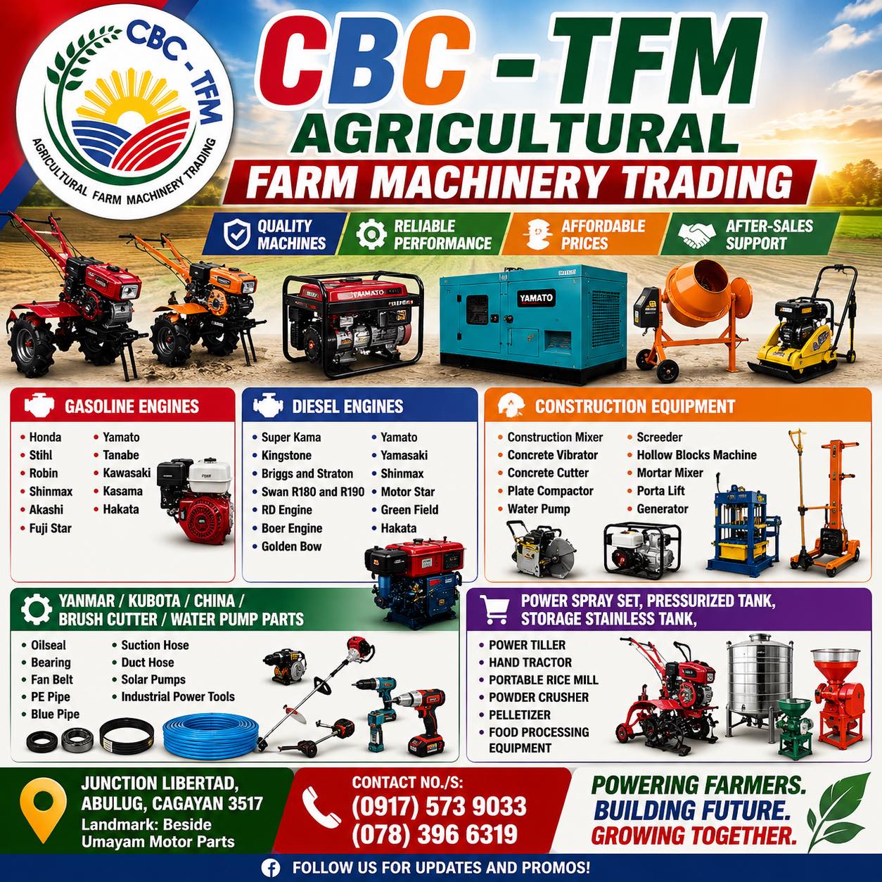 Cbc - Tfm Agri. Trading Tabuk Branch Facebook ad: DEALER OF FARM MACHINERIES, CONSTRUCTION EQUIPMENT AND…