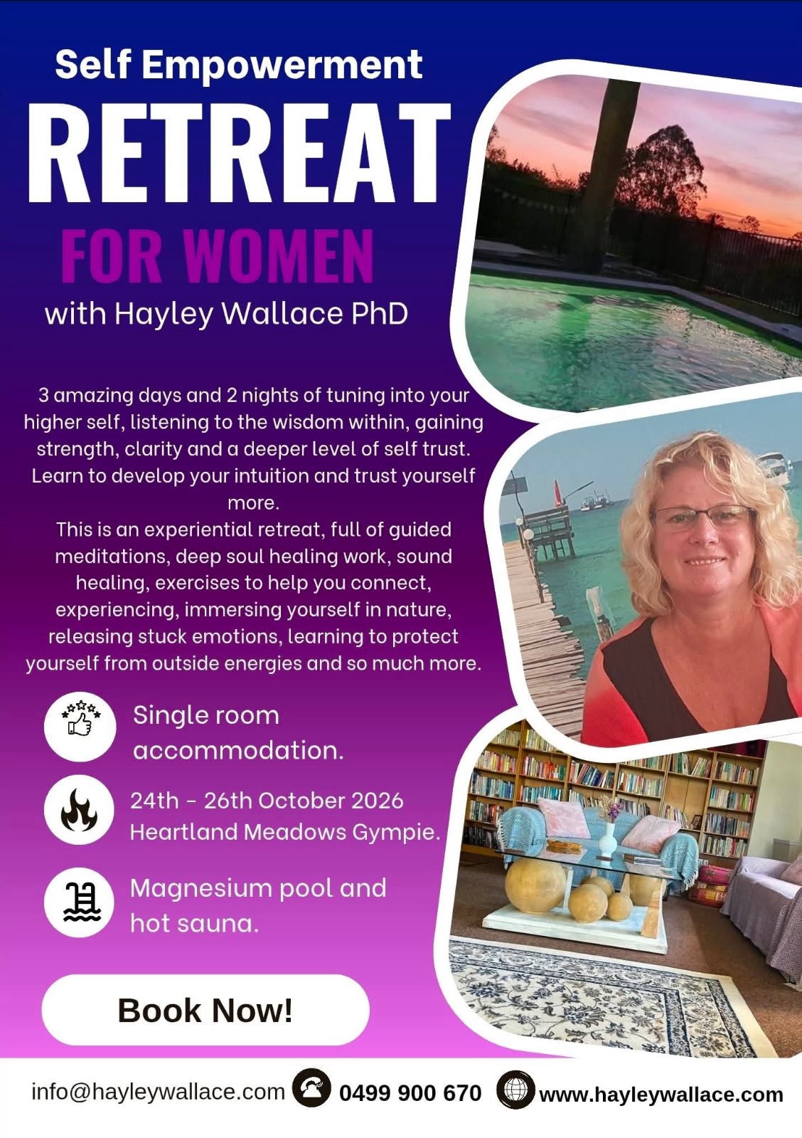 Hayley Wallace Facebook ad: Self Empowerment Retreat for Women