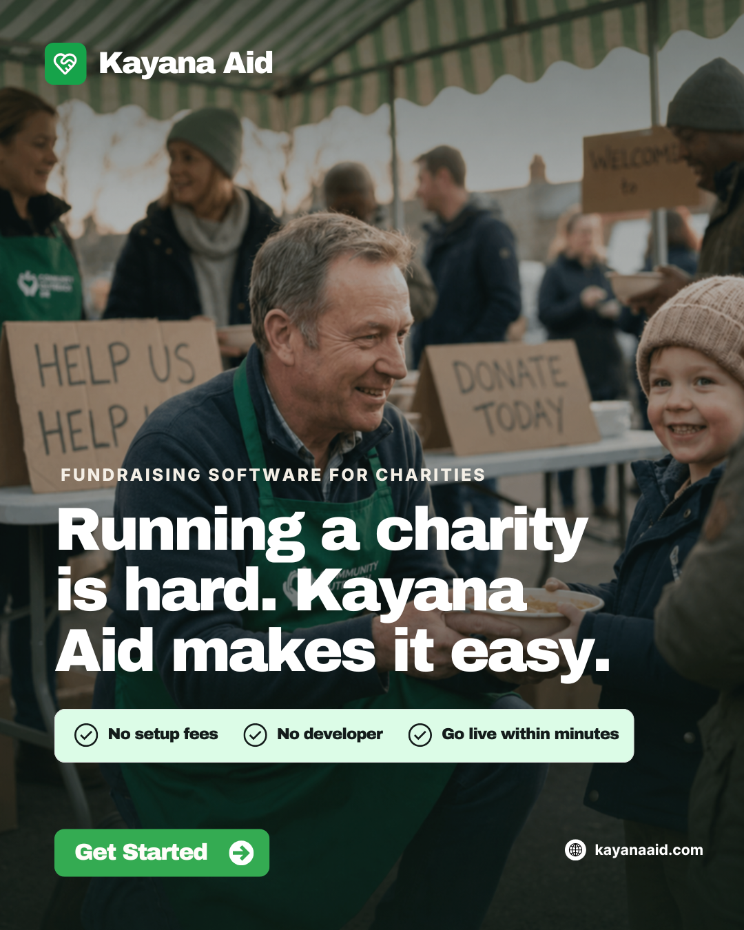 Kayana Aid Facebook ad: Fundraising, Made Easy