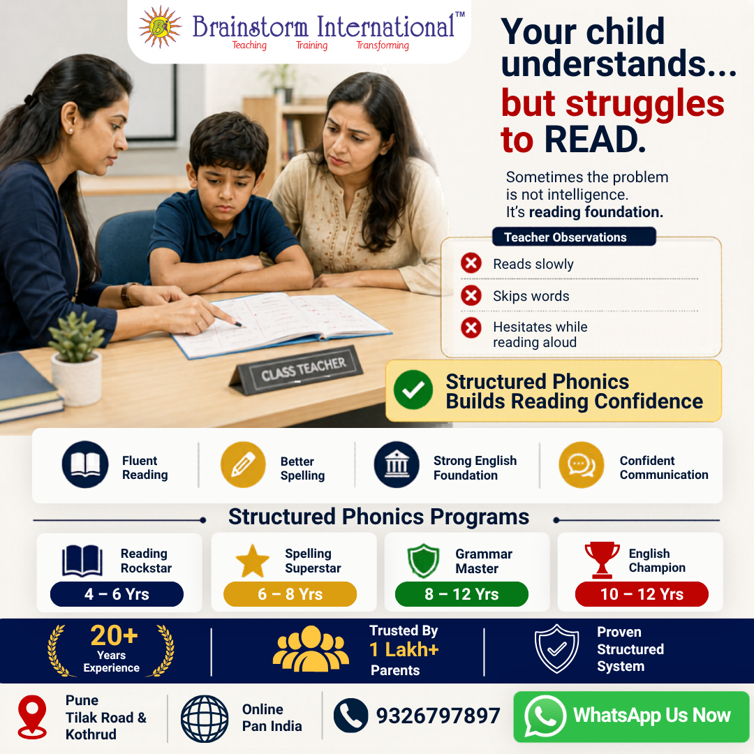 Brainstorm International - Phonics Facebook ad: Understands everything. Struggles to read. We fix that.