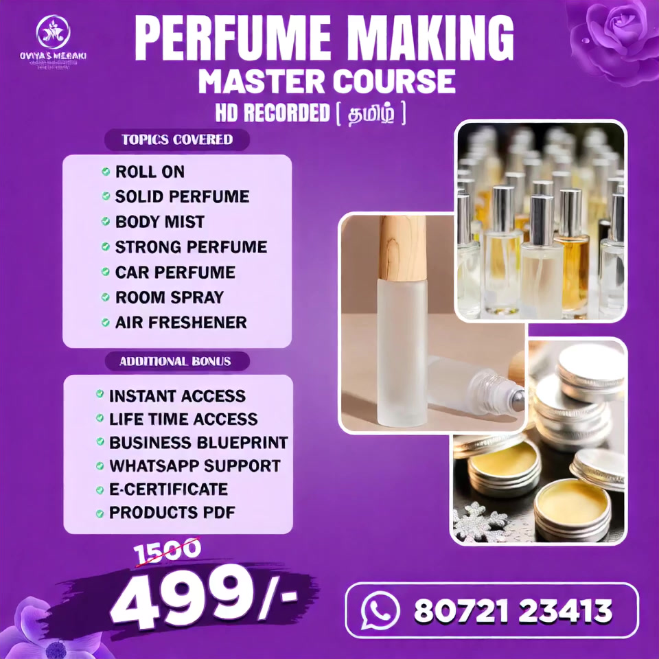Oviya's meraki 11.11 Facebook ad: Perfume Making Course @ ₹499
