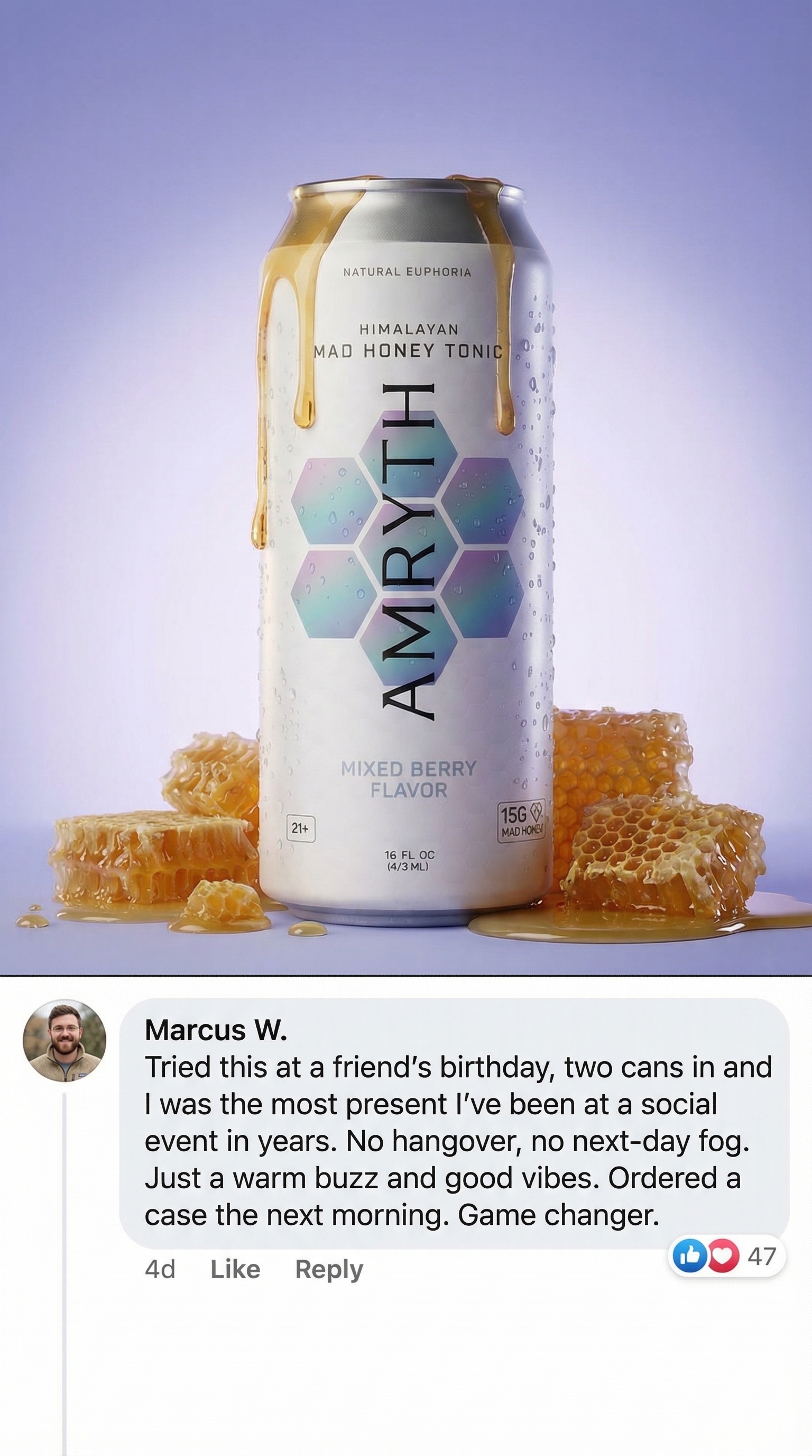 Amryth Facebook ad: Mad Honey Euphoric Tonic