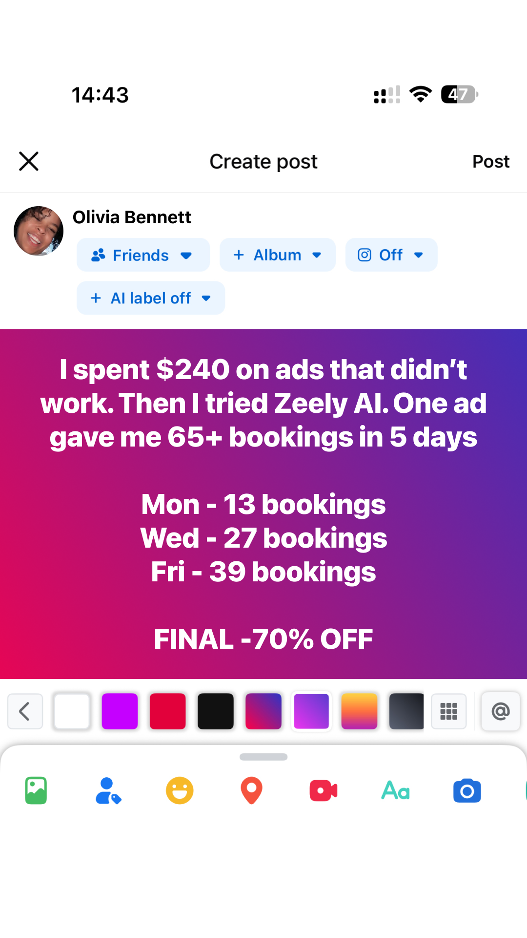 Zeely Facebook ad