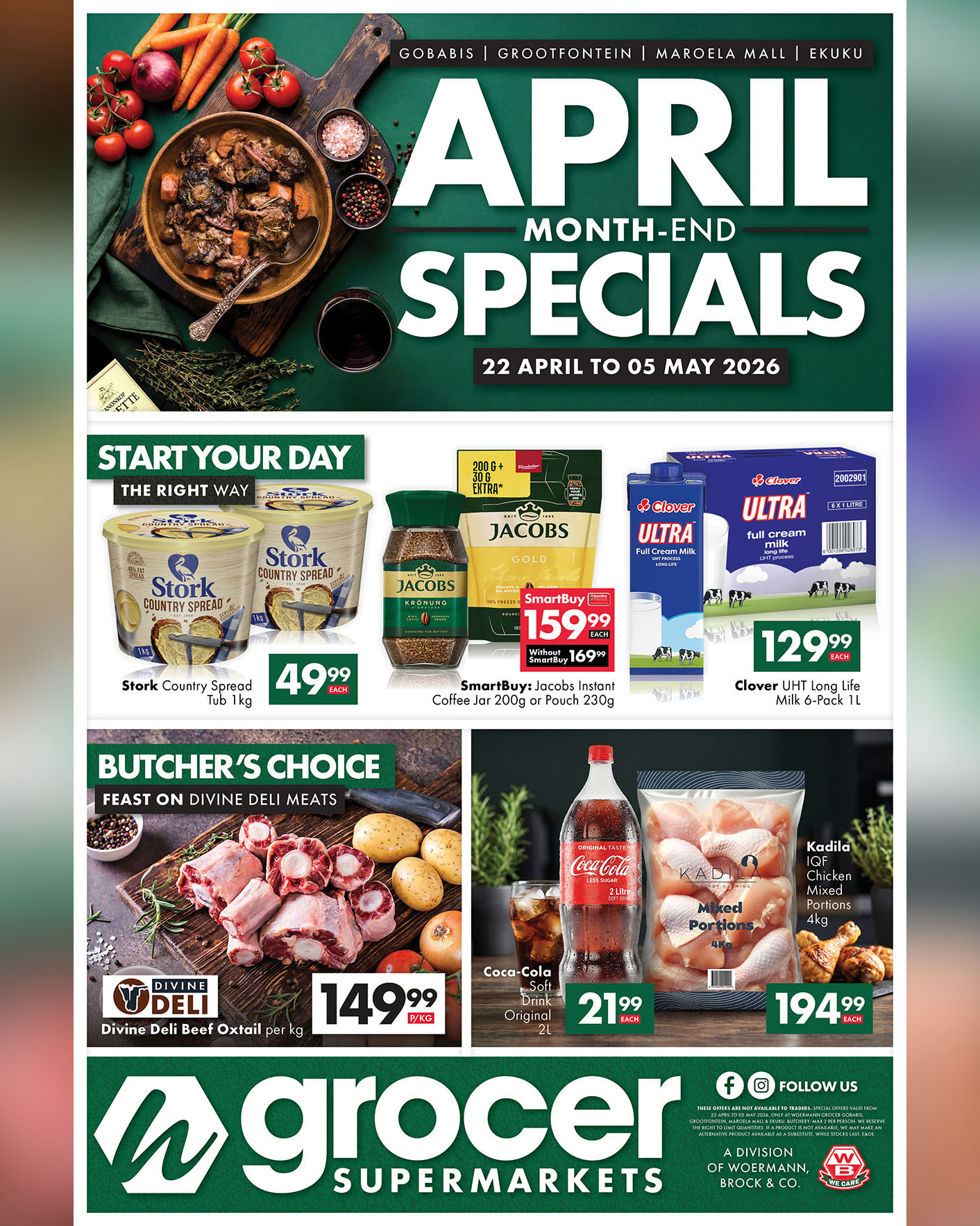 Woermann Grocer Supermarkets Facebook ad: Warm up your Autumn with Month-End Savings on…