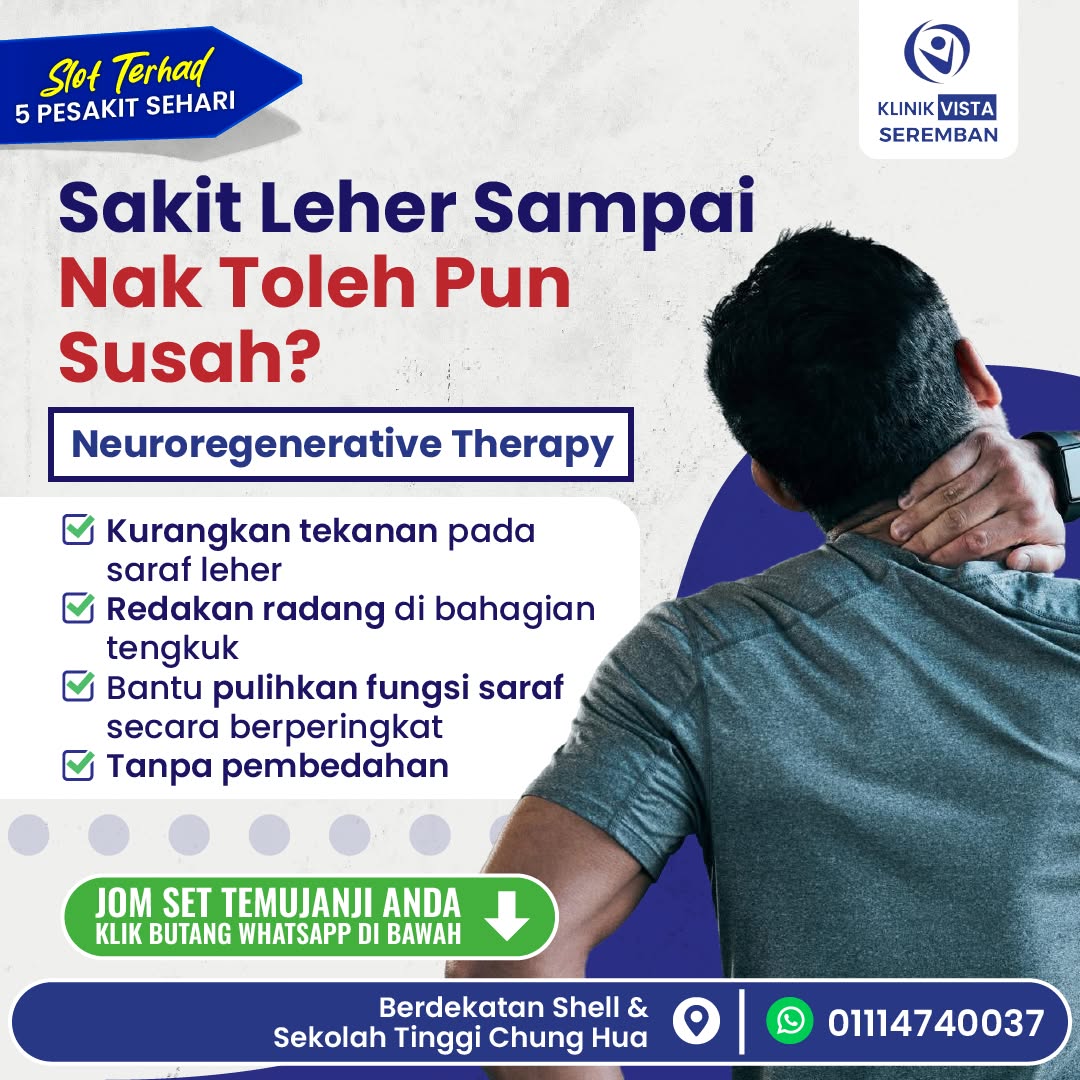 Klinik Vista Seremban Facebook ad: INGAT SALAH BANTAL? RUPANYA MASALAH SARAF!