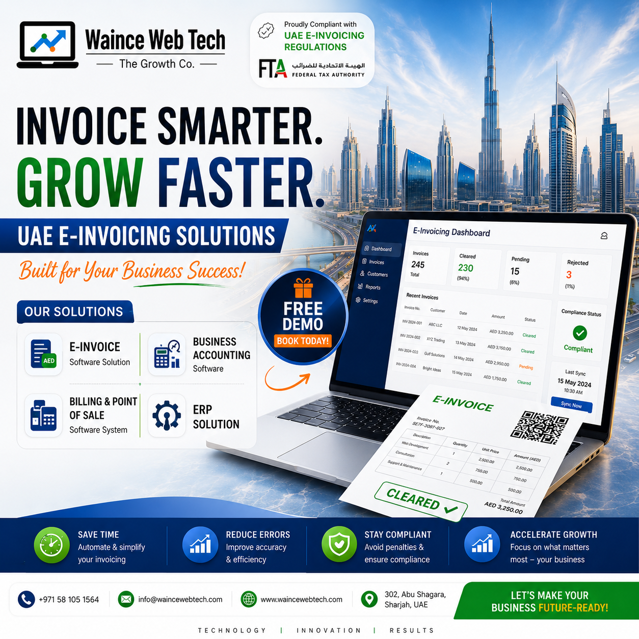 Waince Web Tech Facebook ad: UAE E-Invoicing Software Experts