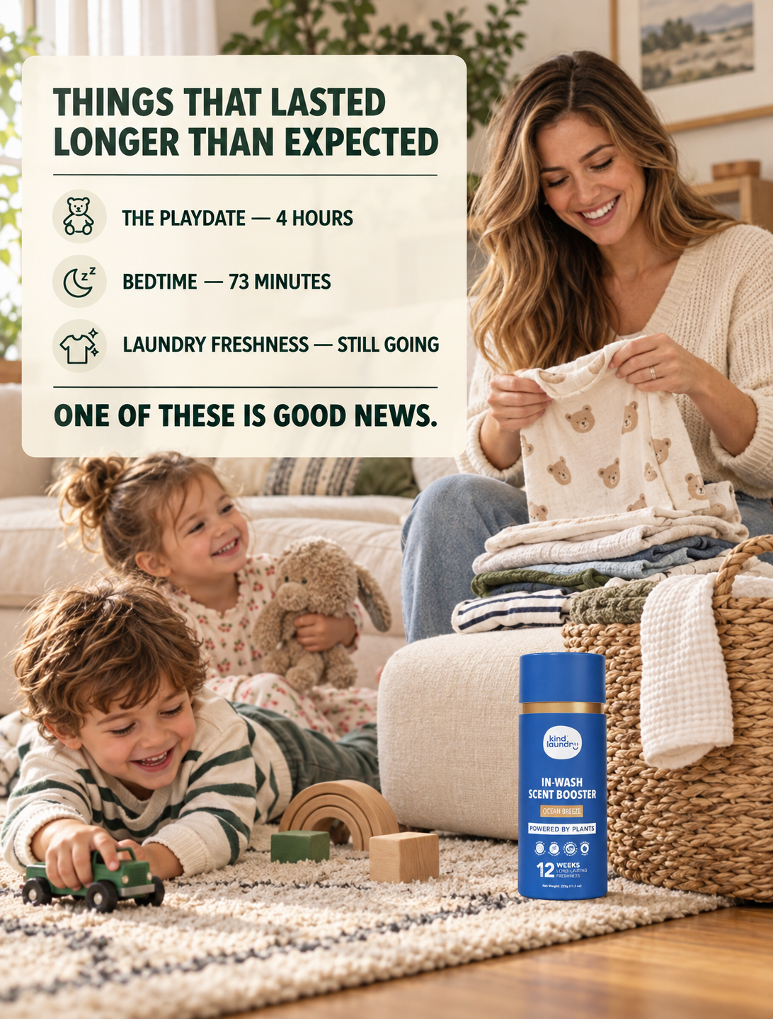 Kind Laundry Facebook ad: Movement-Activated. Plant-Powered. Built to Last.