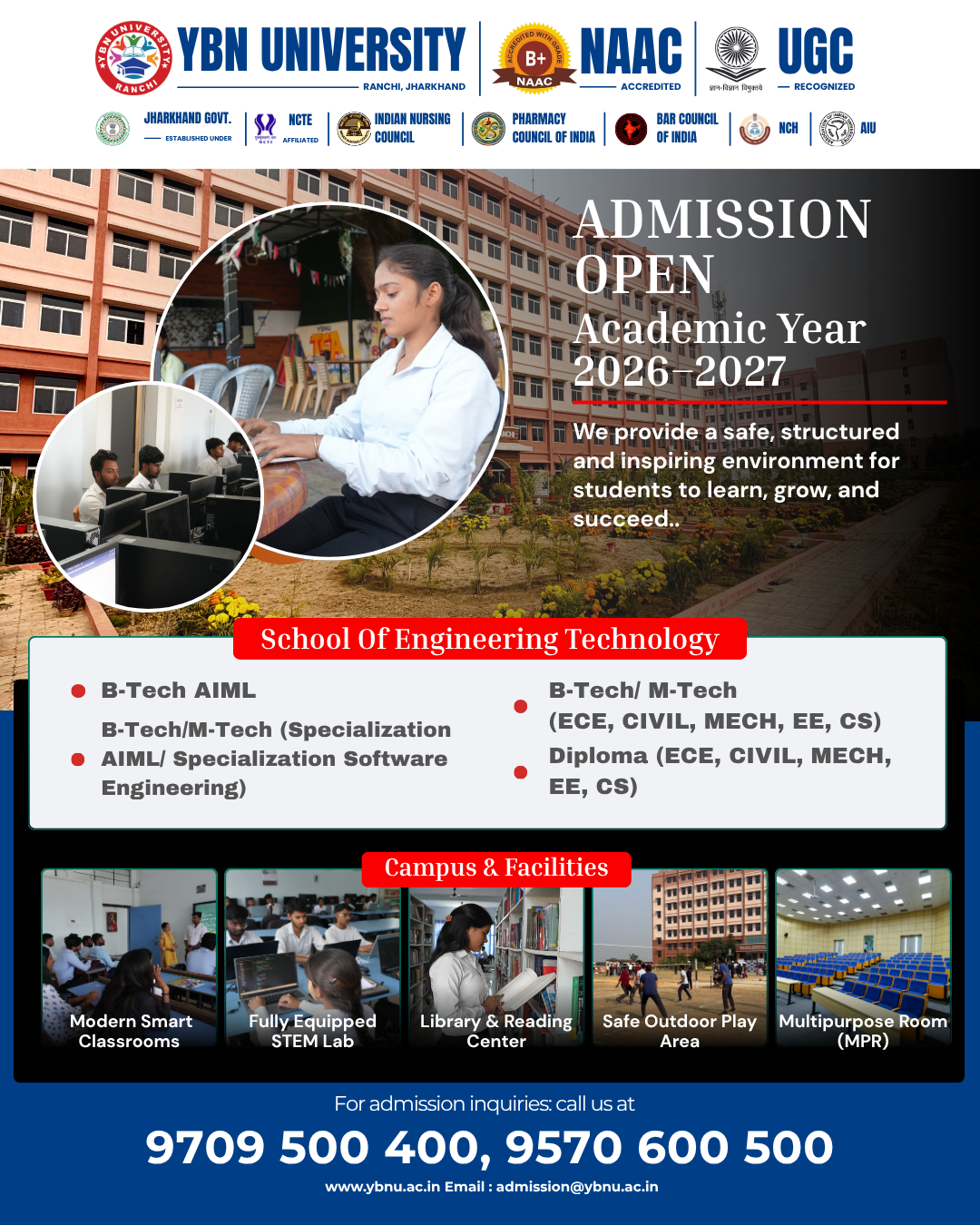 YBN University, Ranchi Facebook ad: Admissions Open 2026-2027 at YBN University, School of…