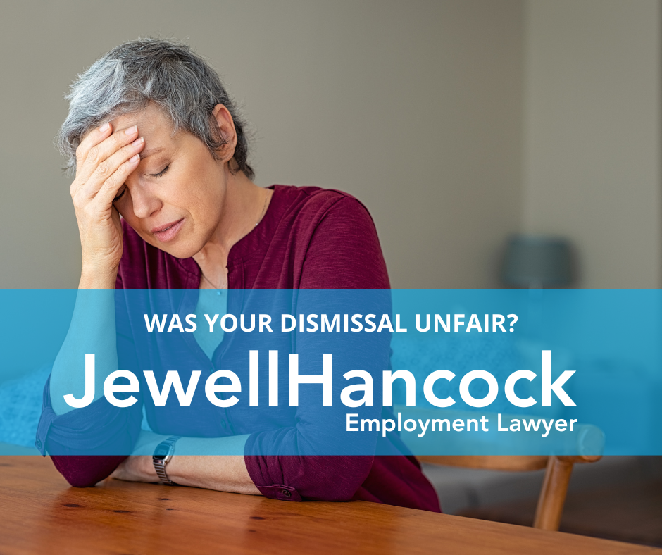 Jewell Hancock Employment Lawyers Facebook ad: Have you been dismissed in a harsh, unjust…